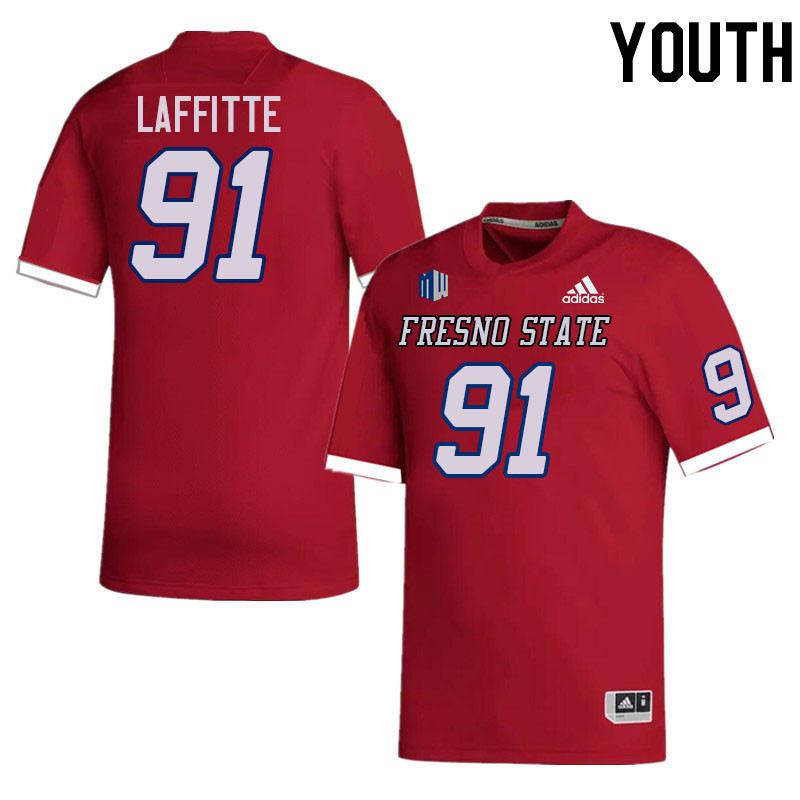 Youth #91 Deijon Laffitte Fresno State Bulldogs College Football Jerseys Stitched-Red